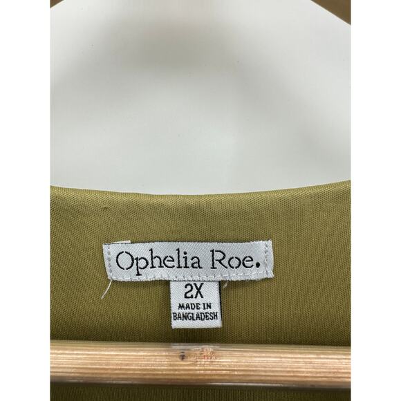 Ophelia Roe Dress Women 2X Mustard Yellow Textured Midi Dress Boho Cottagecore - Picture 7 of 8